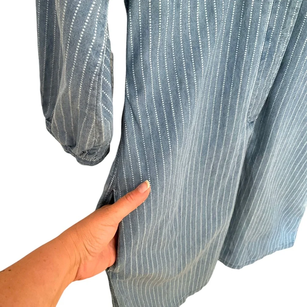 Levi’s Made & Crafted Light Blue Dotted Denim Shirt Dress With Pockets - Picture 14 of 16